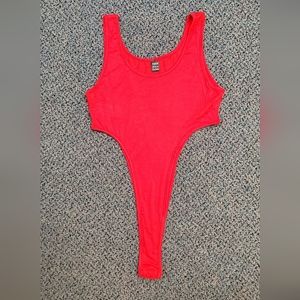 Knit High Cut Red Bodysuit